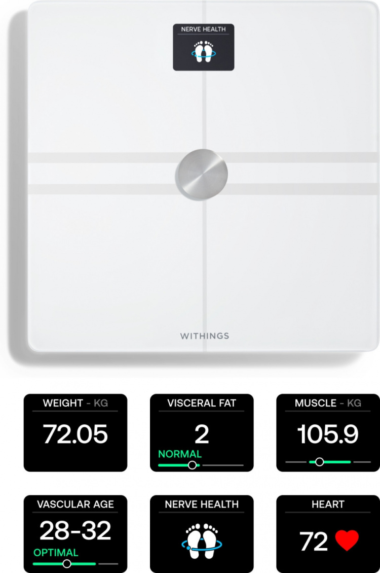 Withings Body Comp White kroppsanalysevekt med wifi-tilkobling