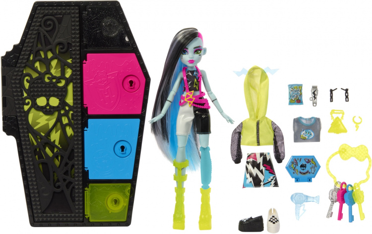 Monster High Skulltimate Secrets: Neon Frights Frankie - motedukke Monster High Skulltimate Secrets: Neon Frights Frankie - motedukke