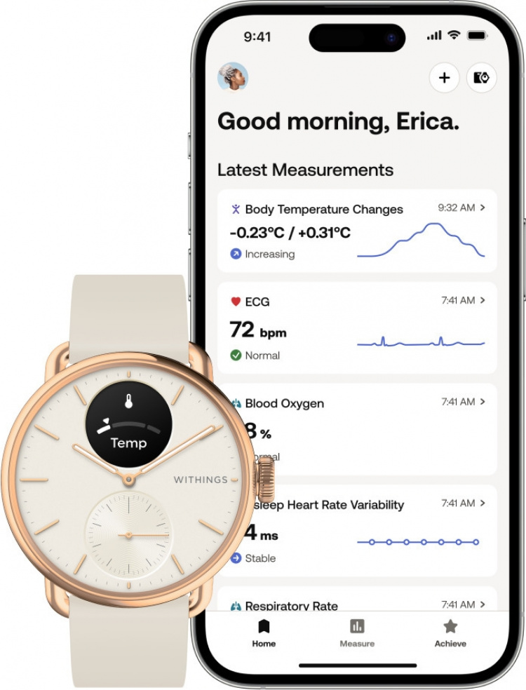 Withings Scanwatch 2 smartklokke, 38 mm, rosa gull