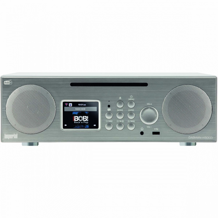 imperial DABMAN i450 CD multifunksjonell stereoradio DAB+ / FM / Internett / Bluetooth hvit-sølv