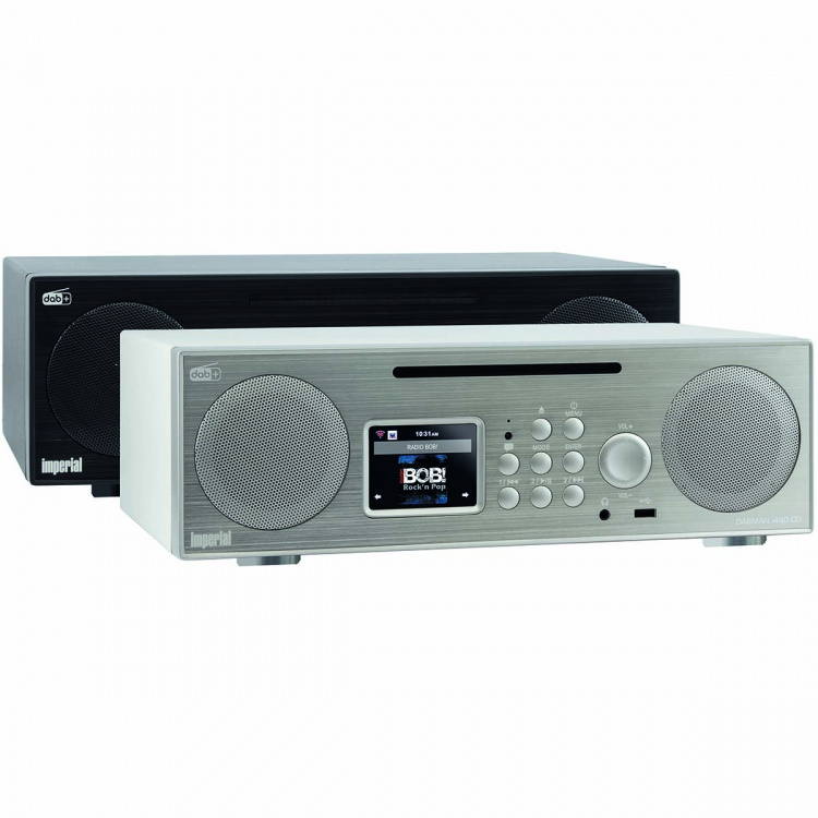imperial DABMAN i450 CD multifunksjonell stereoradio DAB+ / FM / Internett / Bluetooth hvit-sølv
