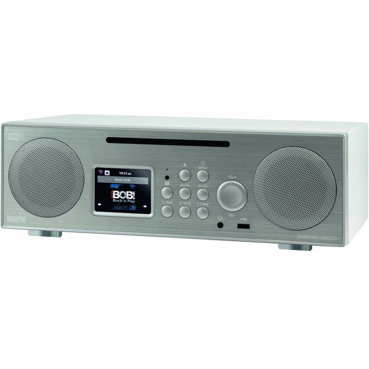 imperial DABMAN i450 CD multifunksjonell stereoradio DAB+ / FM / Internett / Bluetooth hvit-sølv