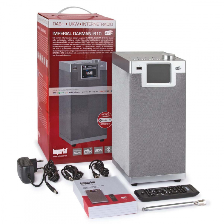 imperial DABMAN i610 Multifunksjonell stereoradio DAB+ / FM / Internett / Bluetooth Grå