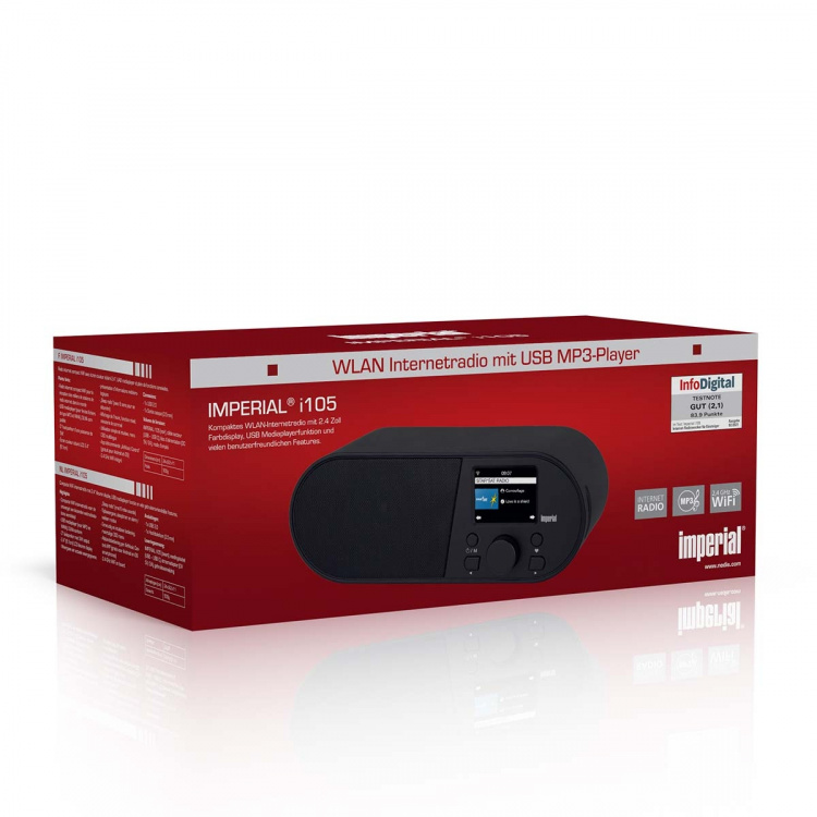 imperial i105 Wi-Fi Internett-radio med 2,4 tommers fargeskjerm Svart