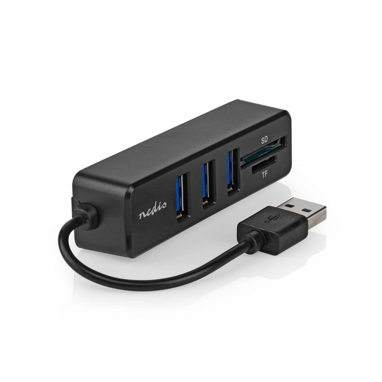 Nedis USB-hub | 1x USB-A | 3x USB A Female | 5-Port port(s) | USB 2.0 | USB-Strøm | SD & MicroSD Nedis USB-hub | 1x USB-A | 3x USB A Female | 5-Port port(s) | USB 2.0 | USB-Strøm | SD & MicroSD
