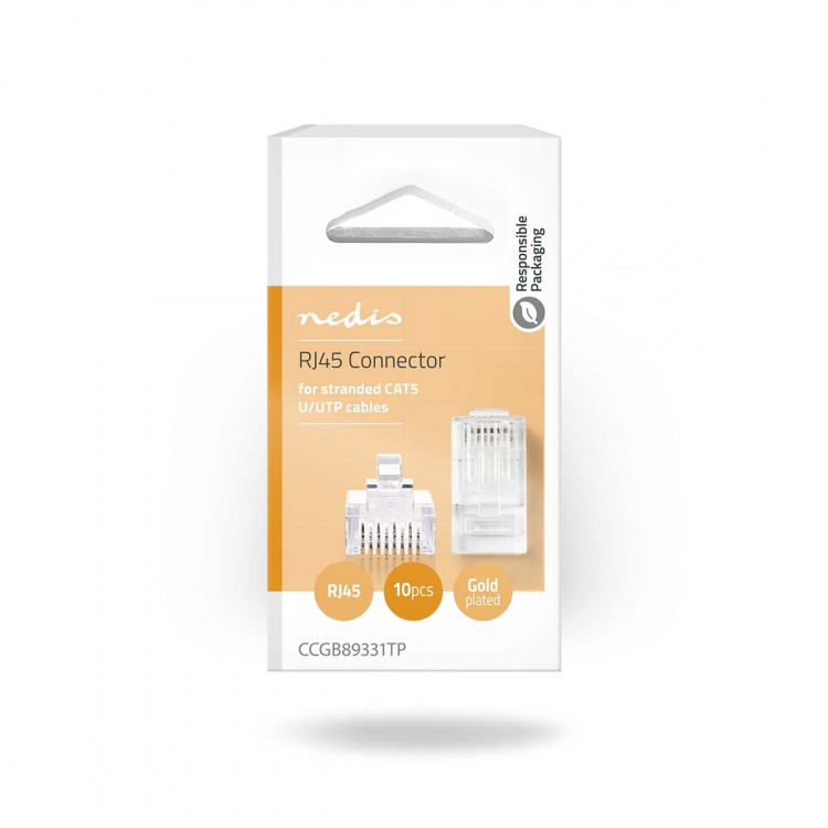 Nedis RJ45-kontakt | RJ45 Pass Through | Strandet STP CAT5 | Rett | Gull belagt | 10 stk. | Polycarbonate | Gjennomsiktig | Boks Nedis RJ45-kontakt | RJ45 Pass Through | Strandet STP CAT5 | Rett | Gull belagt | 10 stk. | Polycarbonate | Gjennomsiktig | Boks