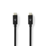 Nedis USB-kabel | USB 4.0 Gen 2x2 | USB-C™ Hann | USB-C™ Hann | 240 W | 8K@60Hz | 20 Gbps | Nikkel belagt | 2.00 m | Rund | PVC | Sort | Label