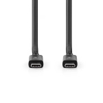 Nedis USB-kabel | USB 4.0 Gen 2x2 | USB-C™ Hann | USB-C™ Hann | 240 W | 8K@60Hz | 20 Gbps | Nikkel belagt | 2.00 m | Rund | PVC | Sort | Label