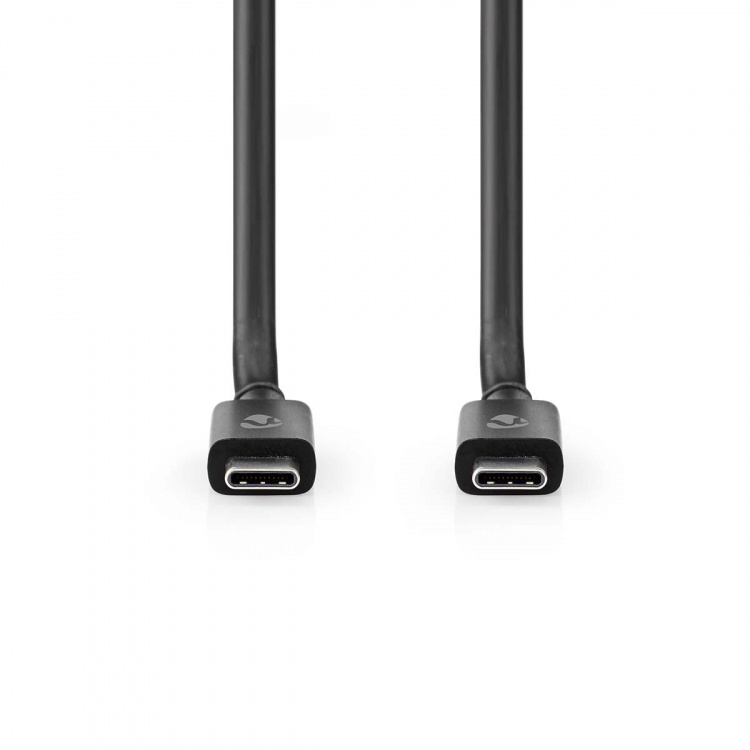 Nedis USB-kabel | USB 4.0 Gen 2x2 | USB-C™ Hann | USB-C™ Hann | 240 W | 8K@60Hz | 20 Gbps | Nikkel belagt | 2.00 m | Rund | PVC | Sort | Label