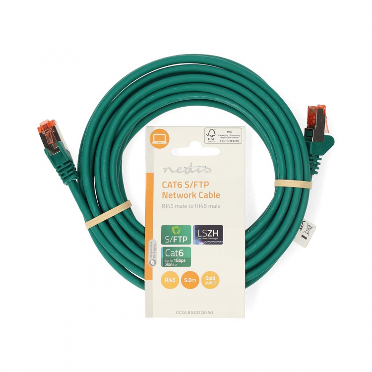 Nedis CAT6 Nettverkskabel | RJ45 Han | RJ45 Han | S/FTP | 5.00 m | Rund | LSZH | Grøn | Label Nedis CAT6 Nettverkskabel | RJ45 Han | RJ45 Han | S/FTP | 5.00 m | Rund | LSZH | Grøn | Label