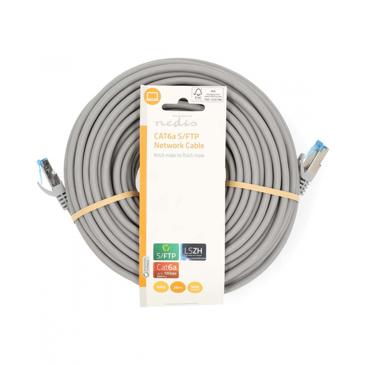 Nedis CAT6a nettverkskabel | S/FTP | RJ45 Han | RJ45 Han | 20.0 m | Snagless | Rund | LSZH | Grå | Label