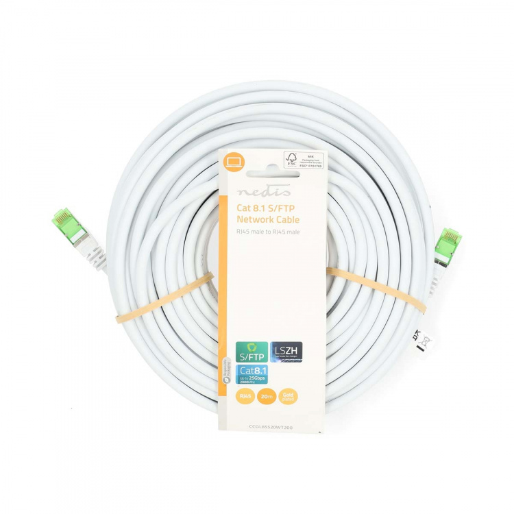 Nedis Cat 8.1 nettverkskabel | S/FTP | RJ45 Han | RJ45 Han | 20.0 m | Rund | LSZH | Hvit | Label Nedis Cat 8.1 nettverkskabel | S/FTP | RJ45 Han | RJ45 Han | 20.0 m | Rund | LSZH | Hvit | Label