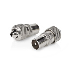 Nedis IEC (koaks) Connector | Rett | Hann | Nikkel belagt | 75 Ohm | Skrue | Kabeltilførselsdiameter: 7.0 mm | Metall | Sølv | 2 stk. | Boks