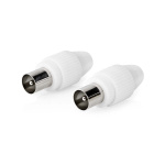 Nedis IEC (koaks) Connector | Rett | Hann | Nikkel belagt | 75 Ohm | Skrue | Kabeltilførselsdiameter: 7.0 mm | Metall / PVC | Hvit | 2 stk. | Boks Nedis IEC (koaks) Connector | Rett | Hann | Nikkel belagt | 75 Ohm | Skrue | Kabeltilførselsdiameter: 7.0 mm | Metall / PVC | Hvit | 2 stk. | Boks