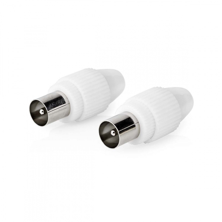 Nedis IEC (koaks) Connector | Rett | Hann | Nikkel belagt | 75 Ohm | Skrue | Kabeltilførselsdiameter: 7.0 mm | Metall / PVC | Hvit | 2 stk. | Boks Nedis IEC (koaks) Connector | Rett | Hann | Nikkel belagt | 75 Ohm | Skrue | Kabeltilførselsdiameter: 7.0 mm | Metall / PVC | Hvit | 2 stk. | Boks