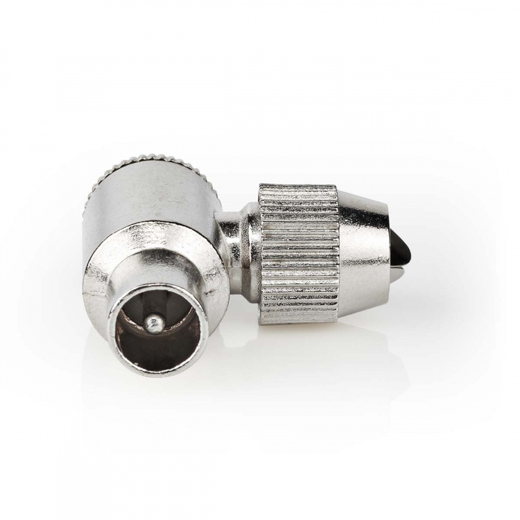 Nedis IEC (koaks) Connector | Vinklet 90° | Hann | Nikkel belagt | 75 Ohm | Skrue | Kabeltilførselsdiameter: 7.0 mm | Metall | Sølv | 2 stk. | Boks Nedis IEC (koaks) Connector | Vinklet 90° | Hann | Nikkel belagt | 75 Ohm | Skrue | Kabeltilførselsdiameter: 7.0 mm | Metall | Sølv | 2 stk. | Boks