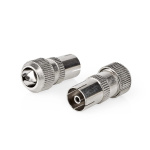 Nedis IEC (koaks) Connector | Rett | Hunn | Nikkel belagt | 75 Ohm | Skrue | Kabeltilførselsdiameter: 7.0 mm | Metall | Sølv | 2 stk. | Boks Nedis IEC (koaks) Connector | Rett | Hunn | Nikkel belagt | 75 Ohm | Skrue | Kabeltilførselsdiameter: 7.0 mm | Metall | Sølv | 2 stk. | Boks