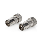 Nedis IEC (koaks) Connector | Rett | Hunn | Nikkel belagt | 75 Ohm | Skrue | Kabeltilførselsdiameter: 7.0 mm | Metall | Sølv | 2 stk. | Boks Nedis IEC (koaks) Connector | Rett | Hunn | Nikkel belagt | 75 Ohm | Skrue | Kabeltilførselsdiameter: 7.0 mm | Metall | Sølv | 2 stk. | Boks