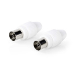 Nedis IEC (koaks) Connector | Rett | Hunn | Nikkel belagt | 75 Ohm | Skrue | Kabeltilførselsdiameter: 7.0 mm | Metall / PVC | Hvit | 2 stk. | Boks Nedis IEC (koaks) Connector | Rett | Hunn | Nikkel belagt | 75 Ohm | Skrue | Kabeltilførselsdiameter: 7.0 mm | Metall / PVC | Hvit | 2 stk. | Boks