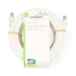 Nedis Coax Cable | IEC (Coax) Han | IEC (Coax) Hun | Nikkel belagt | 120 dB | 75 Ohm | Quad skjermet | 15.0 m | Rund | PVC | Hvit | Label