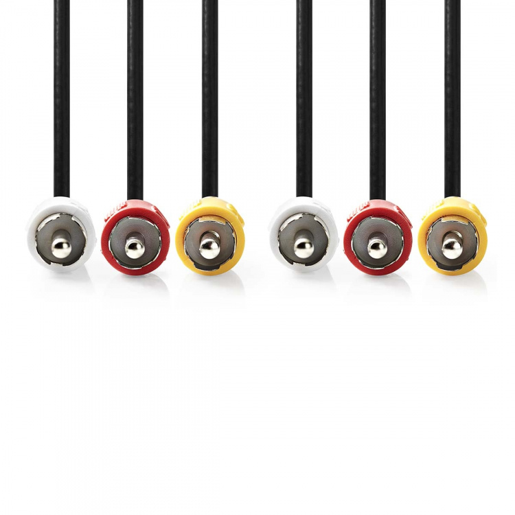 Nedis Kompositt videokabel | 3x RCA Han | 3x RCA Han | Nikkel belagt | 480p | 1.50 m | Rund | PVC | Sort | Label Nedis Kompositt videokabel | 3x RCA Han | 3x RCA Han | Nikkel belagt | 480p | 1.50 m | Rund | PVC | Sort | Label