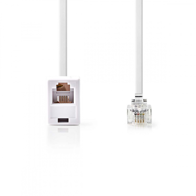Nedis Telecom skjøtekabel | RJ11 Han | RJ11 Hun | 10.0 m | Kabelutforming: Flatt | Plettering: Gull belagt | Kabeltype: RJ11 | Hvit | Label Nedis Telecom skjøtekabel | RJ11 Han | RJ11 Hun | 10.0 m | Kabelutforming: Flatt | Plettering: Gull belagt | Kabeltype: RJ11 | Hvit | Label