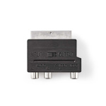 Nedis SCART-adapter | SCART Hann | S-Video Female / 3x RCA Hunn | Nikkel belagt | Kan Veksles | ABS | Sort | 1 stk. | Boks
