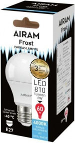 Airam LED frosted pære, E27, 4000K, 810 lm, opal Airam LED frosted pære, E27, 4000K, 810 lm, opal