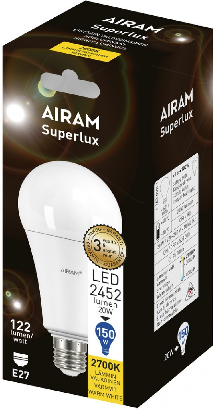Airam Superlux 20 W CFL, E27, 2700 K, 2452 lm