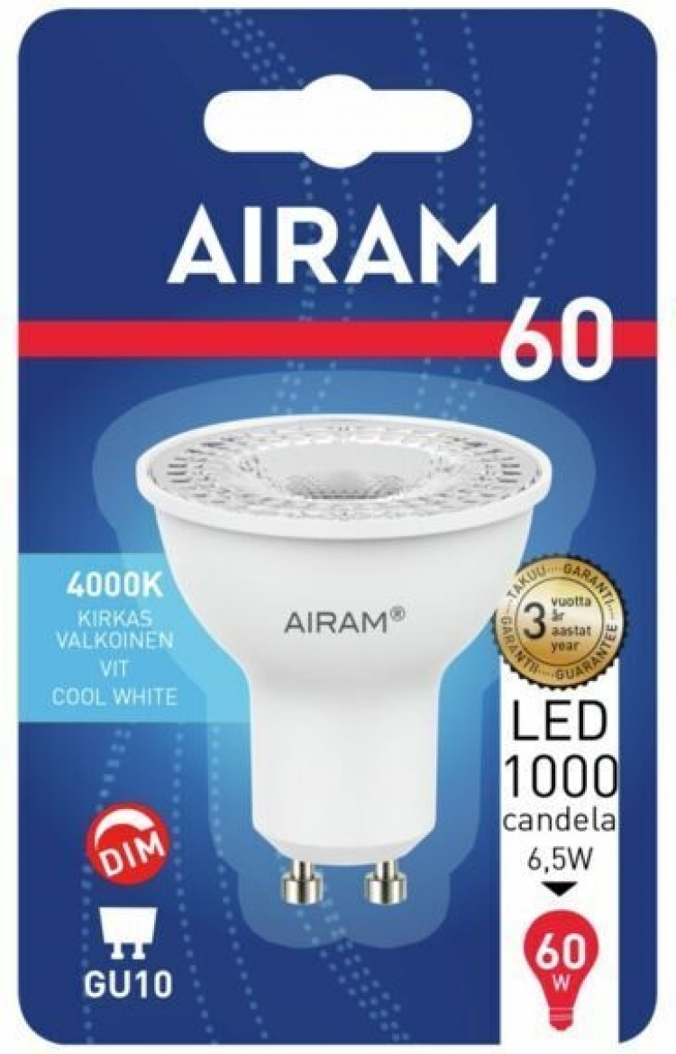 Airam LED PAR16, 4000K, 425 lm, GU10-sokkel Airam LED PAR16, 4000K, 425 lm, GU10-sokkel
