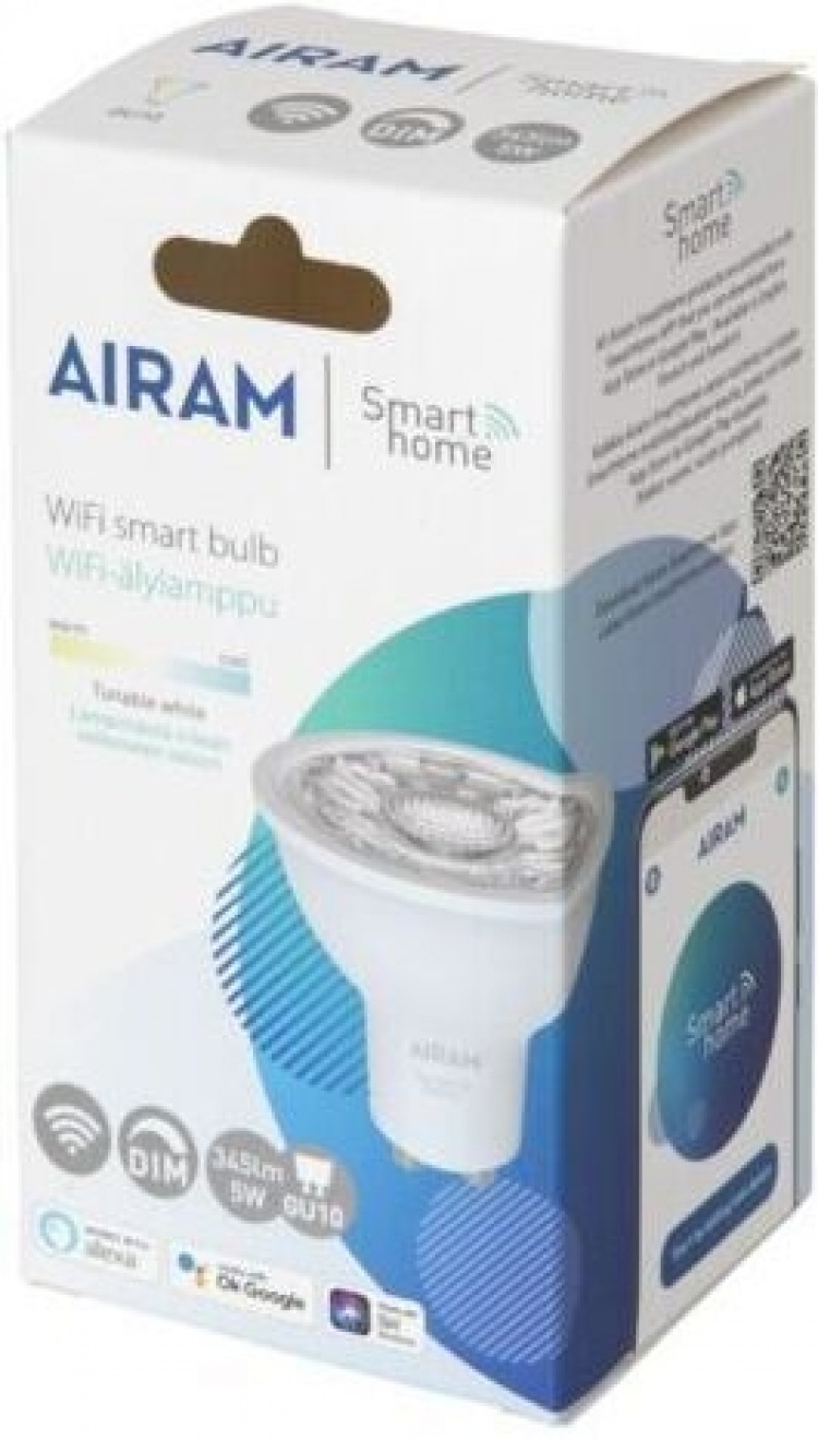 Airam SmartHome spotlight, GU10, 345 lm, justerbar hvit, WiFi