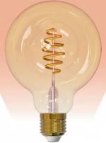 Airam SmartHome Globe 95 glødelampe, E27, ravfarget, 350lm, 1800-3000K, WiFi Airam SmartHome Globe 95 glødelampe, E27, ravfarget, 350lm, 1800-3000K, WiFi