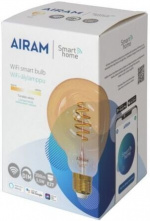 Airam SmartHome Globe 95 glødelampe, E27, ravfarget, 350lm, 1800-3000K, WiFi Airam SmartHome Globe 95 glødelampe, E27, ravfarget, 350lm, 1800-3000K, WiFi