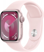 Apple Watch Series 9 (GPS) 41 mm rosa aluminiumsdeksel og rosa sportsrem, M/L (MR943)