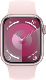 Apple Watch Series 9 (GPS) 41 mm rosa aluminiumsdeksel og rosa sportsrem, M/L (MR943)