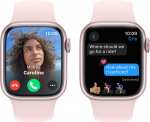 Apple Watch Series 9 (GPS) 41 mm rosa aluminiumsdeksel og rosa sportsrem, M/L (MR943)