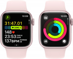 Apple Watch Series 9 (GPS) 41 mm rosa aluminiumsdeksel og rosa sportsrem, M/L (MR943)