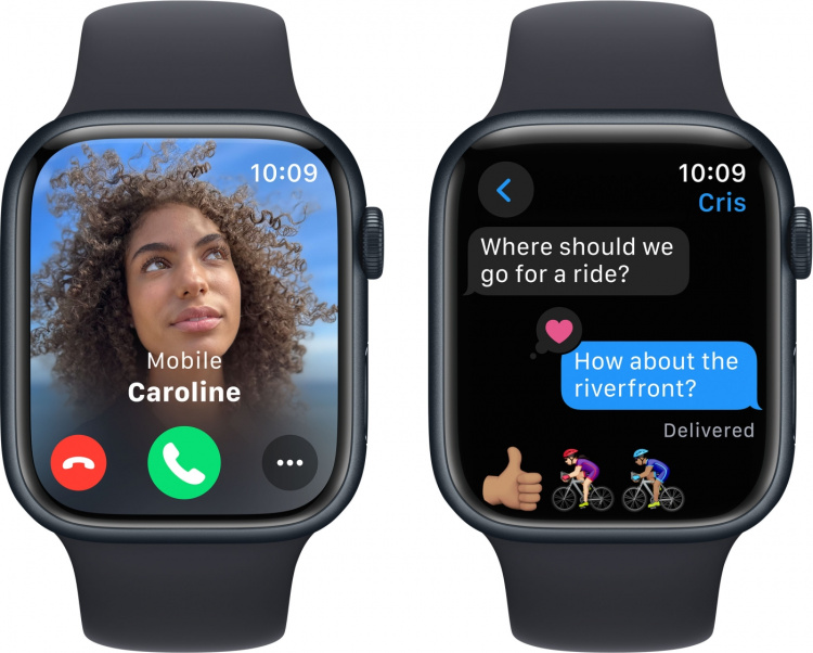 Apple Watch Series 9 (GPS) 45 mm midnattsblå aluminiumsdeksel og midnattsblå sportsrem, M/L (MR9A3)