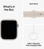 Apple Watch Series 9 (GPS + Cellular) 45 mm aluminiumsdeksel i stjernehvitt og sportsarmbånd i stjernehvitt, S/M (MRM83)