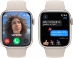 Apple Watch Series 9 (GPS + Cellular) 45 mm aluminiumsdeksel i stjernehvitt og sportsarmbånd i stjernehvitt, S/M (MRM83)