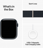 Apple Watch Series 9 (GPS + Cellular) 45 mm Midnight Blue aluminiumsdeksel og Midnight Blue Sport Loop-rem (MRMF3)