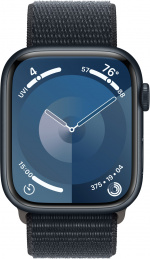 Apple Watch Series 9 (GPS + Cellular) 45 mm Midnight Blue aluminiumsdeksel og Midnight Blue Sport Loop-rem (MRMF3)