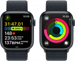 Apple Watch Series 9 (GPS + Cellular) 45 mm Midnight Blue aluminiumsdeksel og Midnight Blue Sport Loop-rem (MRMF3)