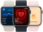 Apple Watch Series 9 (GPS + Cellular) 45 mm sølvfarget aluminiumsdeksel og stormblått sportsarmbånd, M/L (MRMH3)