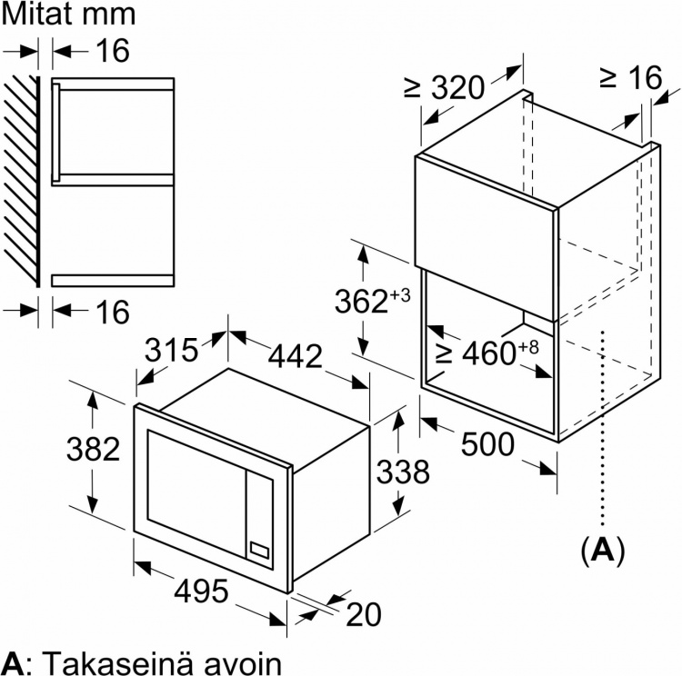 Bosch BFL523MW3 Serie 2 mikrobølgeovn, hvit