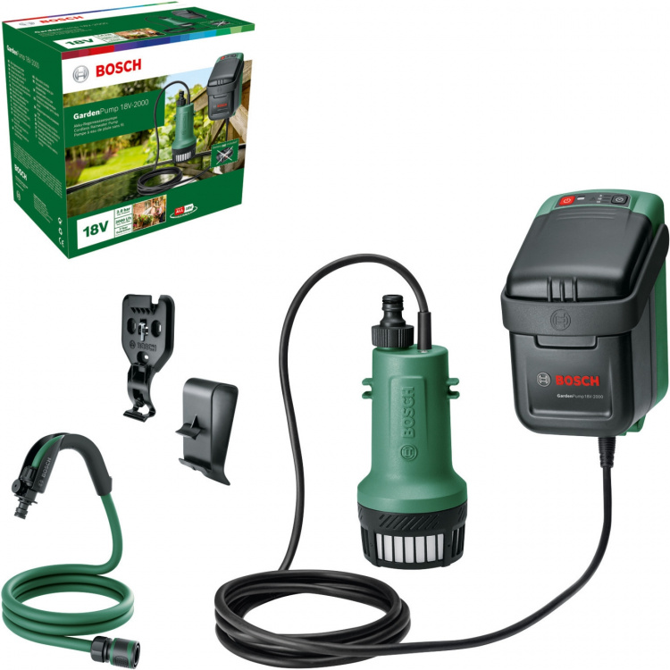 Bosch GardenPump 18V-2000 Solo oppladbar vannpumpe Bosch GardenPump 18V-2000 Solo oppladbar vannpumpe
