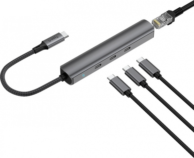 Bluecloud USB-C til USB-C-hub og gigabit ethernet-adapter Bluecloud USB-C til USB-C-hub og gigabit ethernet-adapter