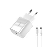Devia vegglader Smart PD 20W 1x USB-C hvit + Lightning - USB-C-kabel V2