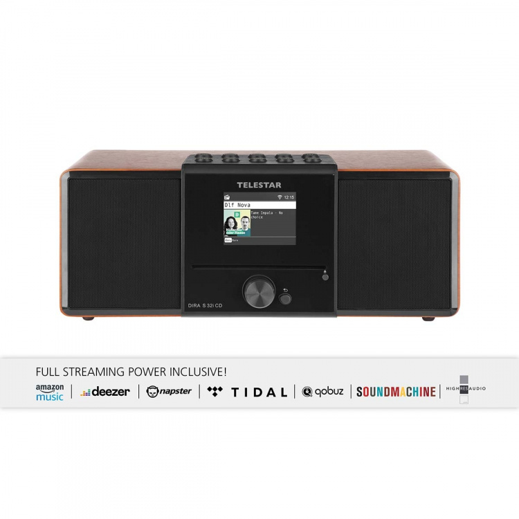 TELESTAR DIRA S32i CD EWF Multifunksjonell stereoradio med CD-spiller DAB+ / FM / Internett / Bluetooth Wood