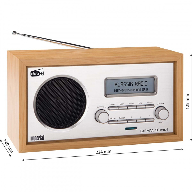 imperial DABMAN 30 Mobil DAB+ / FM-radio Wood